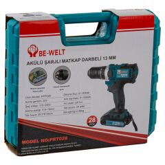 Be Welt Matkap Şarjlı Akülü Darbeli 28 Parça 24 W 13 Mm