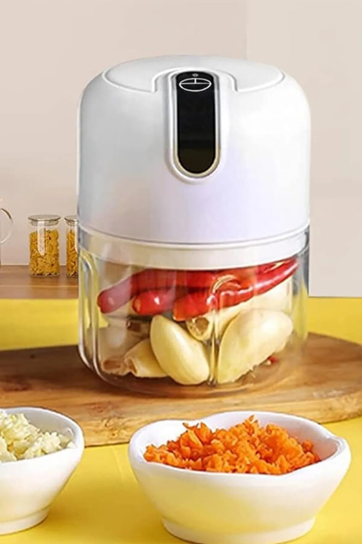 Elektrikli Mini Sarımsak Doğrayıcı 250 Ml Şarj Edilebilir Taşınabilir Kablosuz Rondo Beyaz