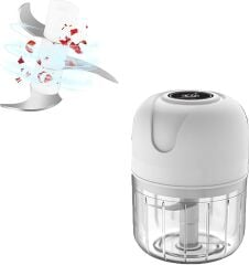 Elektrikli Mini Sarımsak Doğrayıcı 250 Ml Usb Şarj Edilebilir Taşınabilir Kablosuz Gıda Doğrayıcı Rondo Wh-1002 Beyaz
