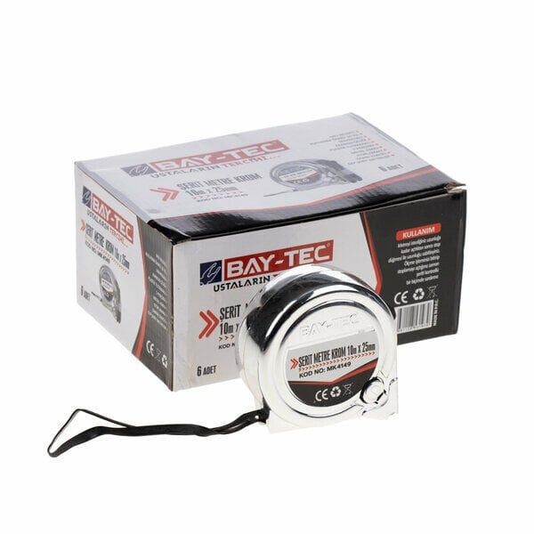 Baytec Metre Şerit Krom 10mtX25mm