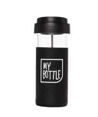 My Bottle French Press Borosilikat Cam 450ml Deri Kılıflı Siyah