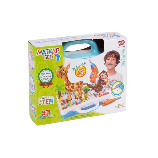 Birlik Eğitici Matkap Seti 3D Stem Kutulu 340 Parça Orman Hayvanları