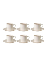 İpek Kahve Fincan Takımı Porselen 12 Parça Silindir Yaldızlı