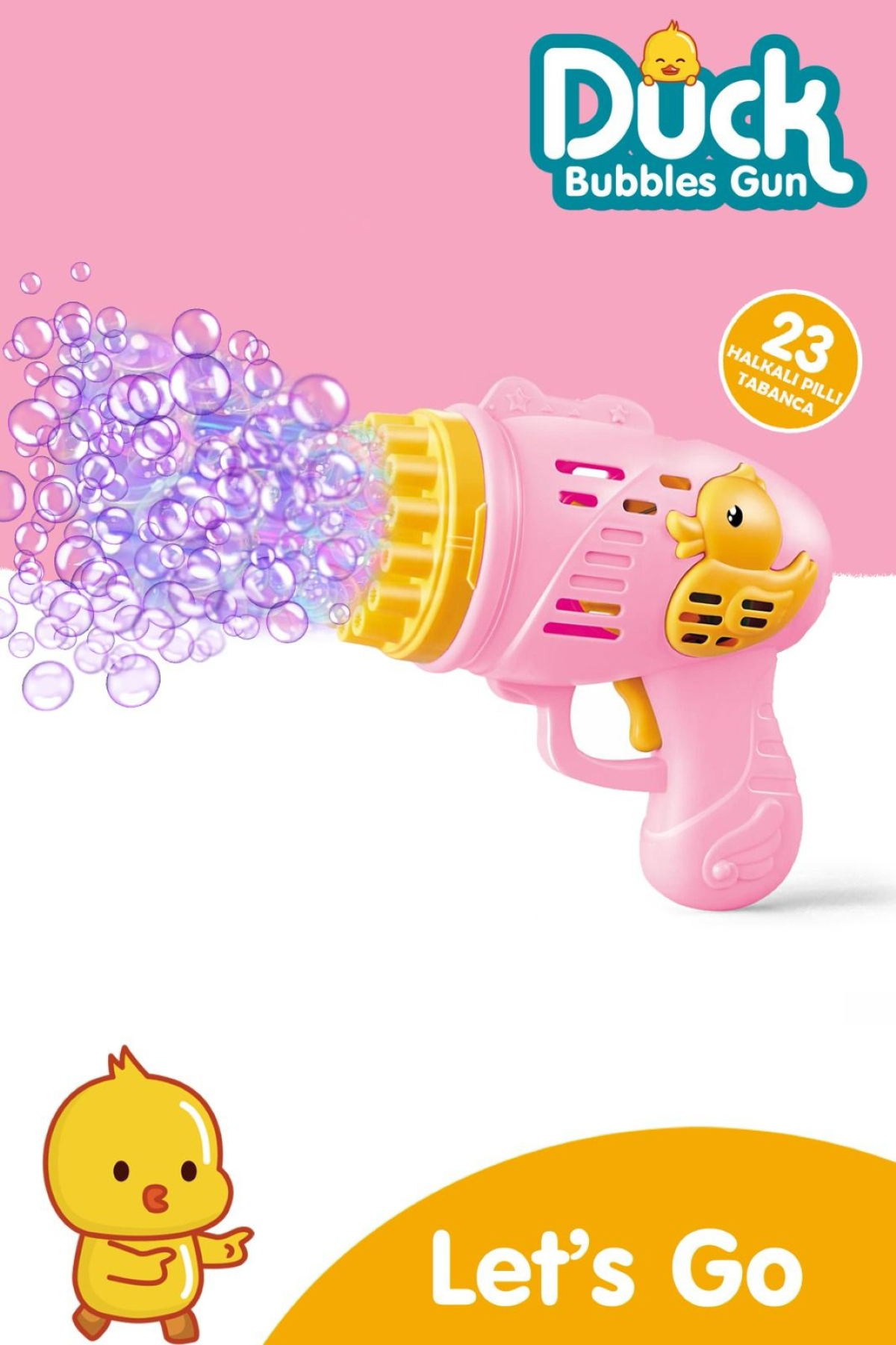 Kayyum Duck Pilli Köpük Atan Tabanca Oyuncağı 23 Delikli Bubble Gun