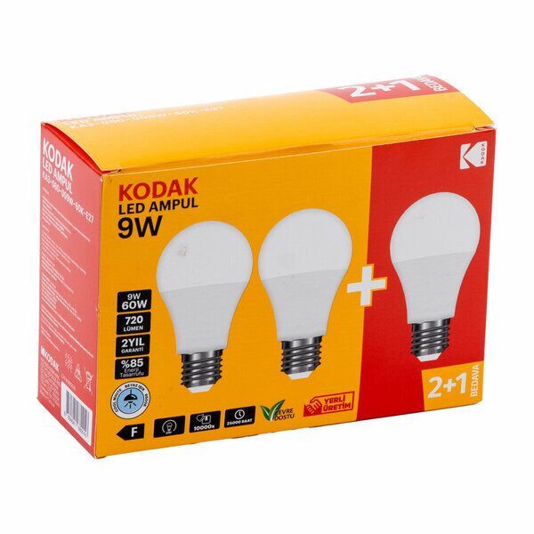 Kodak Led Ampül Işık 2+1 9 W 3 Lü Beyaz