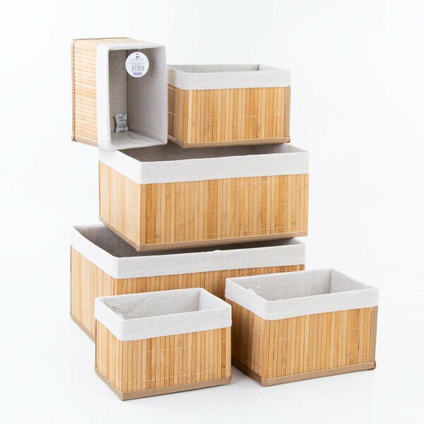 İvory Sepet Banyo Bambu 6 Parça