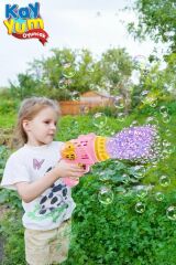 Kayyum Duck Pilli Köpük Atan Tabanca Oyuncağı 23 Delikli Bubble Gun Pembe