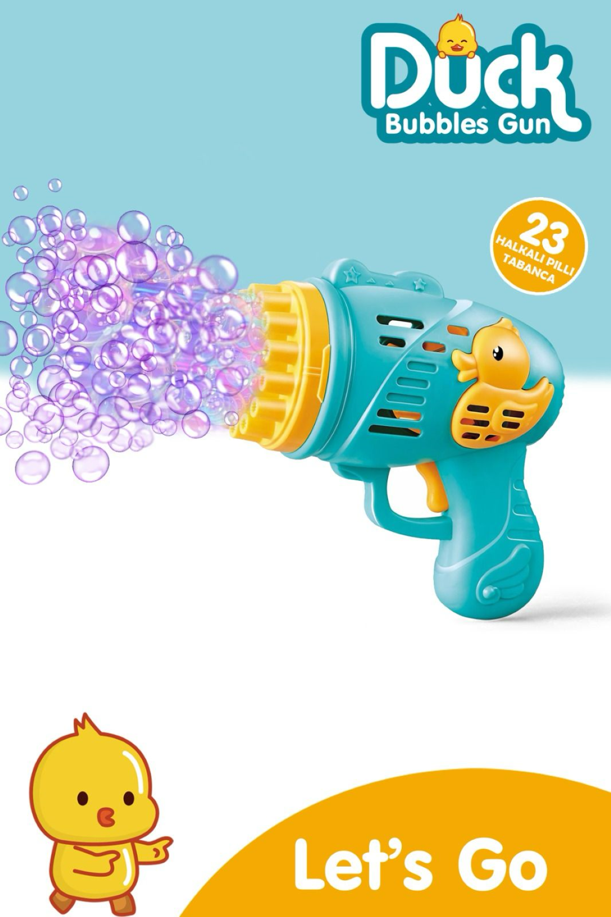 Kayyum Duck Pilli Köpük Atan Tabanca Oyuncağı 23 Delikli Bubble Gun Mavi