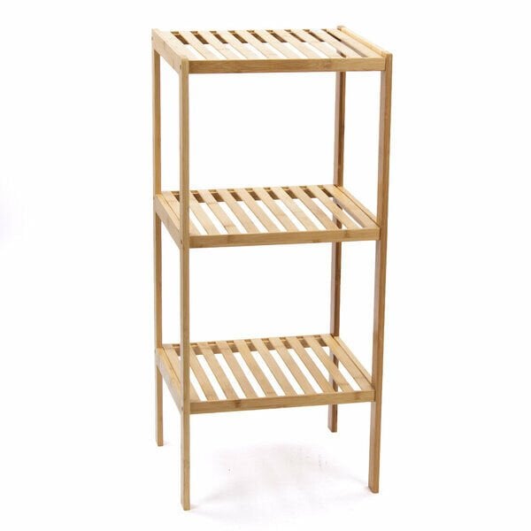 İvory Köşe Rafı Dekoratif 3 Katlı Bambu