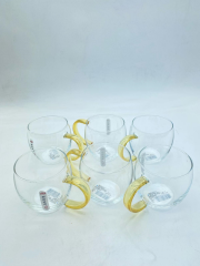 Krd Home Deli Glassware Bardak Kupa Cam Kulplu Borosilikat  6 Lı GBP49-2 350 Ml Sarı