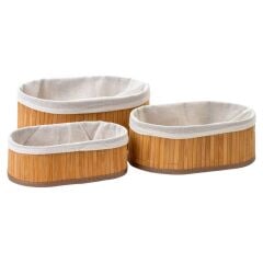 Cemre Sepet Bambu Katlanır Kare 3 Lü Oval - Ahşap