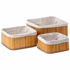 Cemre Sepet Bambu Katlanır Kare 3 Lü Oval - Ahşap