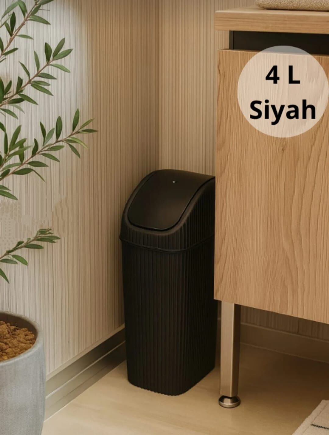 Lova Çöp Kovası Deco Slim 4 Lt Siyah