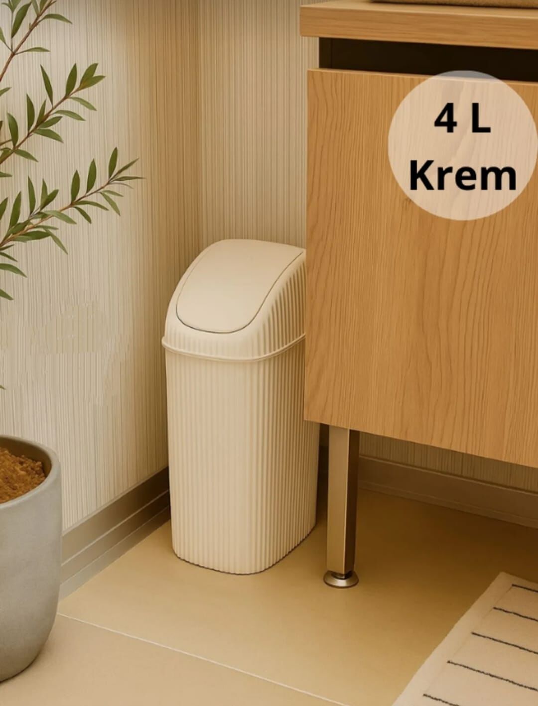 Lova Çöp Kovası Deco Slim 4 Lt Krem