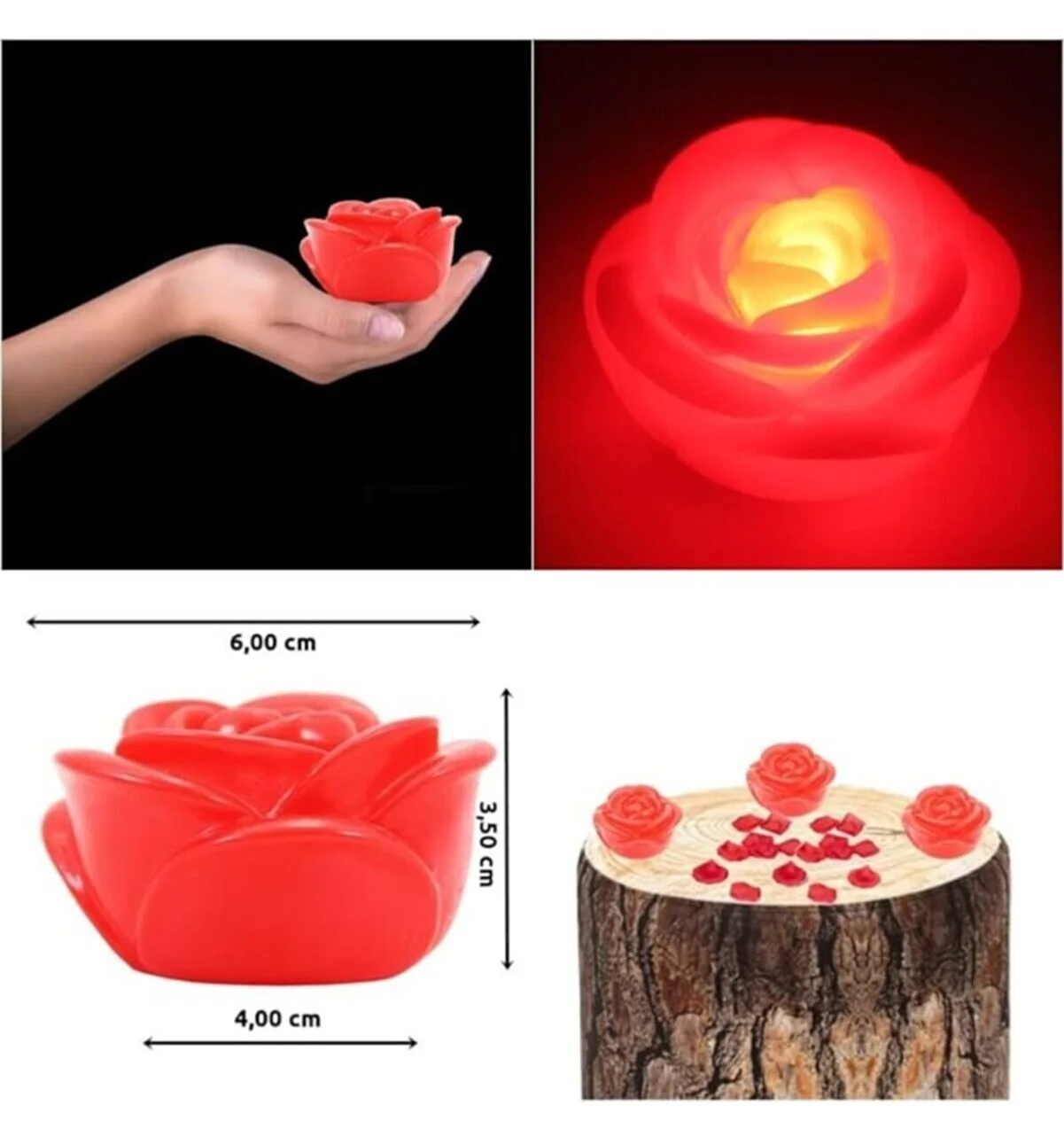 Akkuzu Güllü Işıklı Led Kırmızı