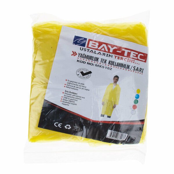Baytec Yağmurluk Düğmeli Tek Kullanımlık 61Gr Sarı