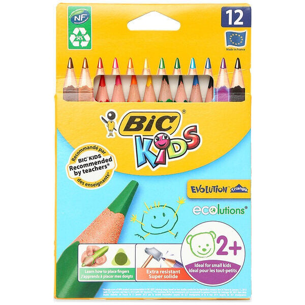 Bic Kuru Boya 12 Renk Tam Boy Jumbo Evo Üçgen