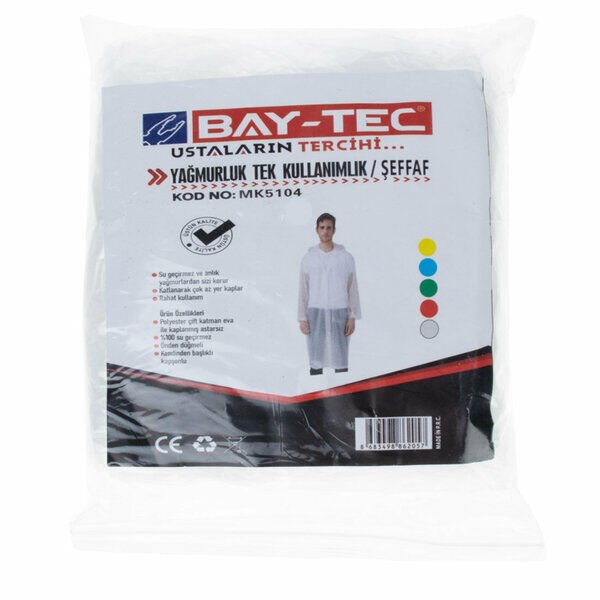 Baytec Yağmurluk Düğmeli Tek Kullanımlık 61Gr Şeffaf