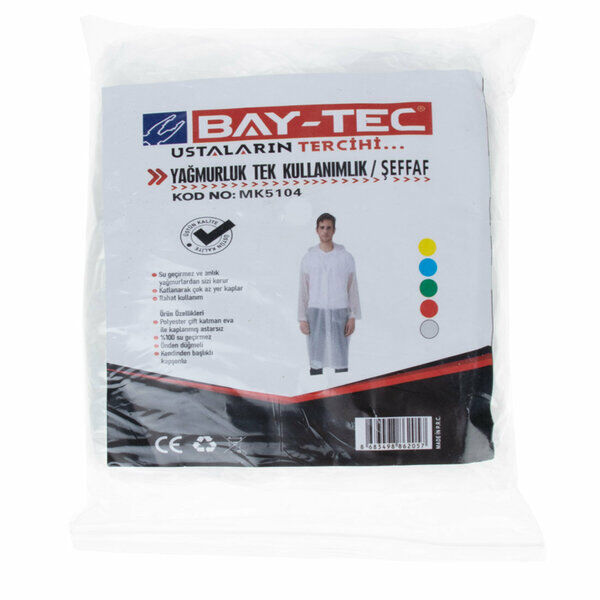 Baytec Yağmurluk Düğmeli Tek Kullanımlık 61Gr Şeffaf