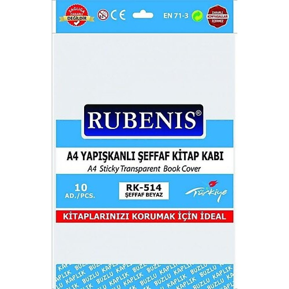 Rubenis Kitap Kabı Yapışkanlı Buzlu A4 Sarı 10 Lu Şeffaf