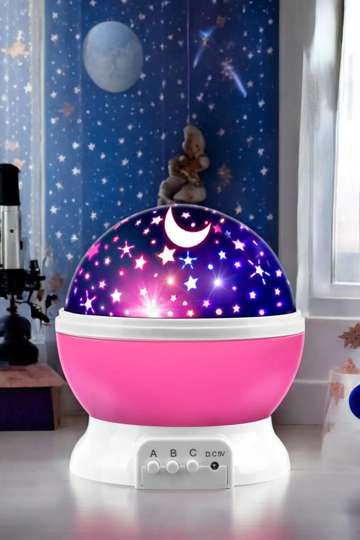 Star Master Uzay Yıldızlı Gökyüzü Projeksiyon Gece Lambası Pembe