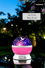 Star Master Uzay Yıldızlı Gökyüzü Projeksiyon Gece Lambası Pembe