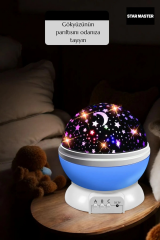 Star Master Uzay Yıldızlı Gökyüzü Projeksiyon Gece Lambası Mavi