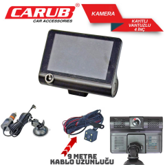 Carub Kamera Araç İçi  Çift Lens 1080 P 10 Mt Kablolu 300 Mah Siyah