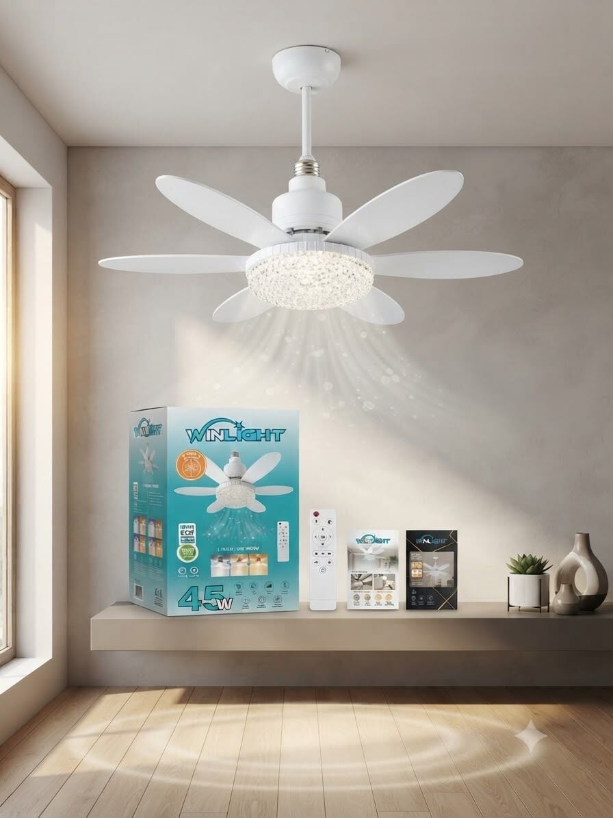 Winlight Tavan Vantilatör 3 Kademe 6 Kanat Pervane Ampül Beyaz
