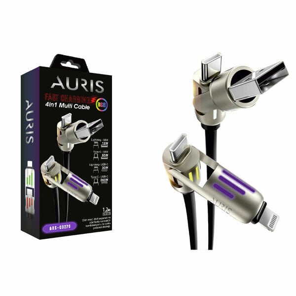 Auris Cb270 Şarj Kablo Işıklı 4 İn 1 Kablo Gümüş