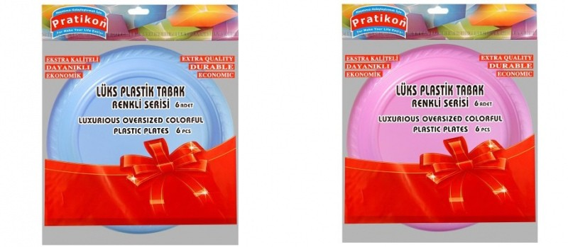 Pratikon Plastik Tabak Büyük 6 Lı Mavi