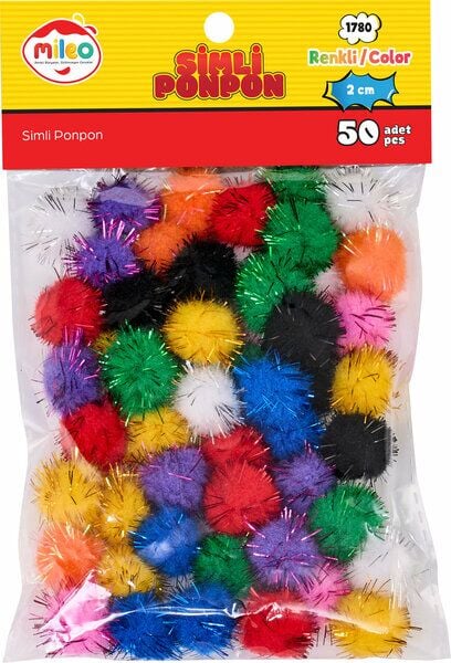 Mileo Ponpon Simli Renkler 2 Cm 50 Adet