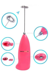 Dempower Dp-32 Pilli Mini Mikser Çırpıcı Kahve Süt Köpürtücü Fosfor Pembe