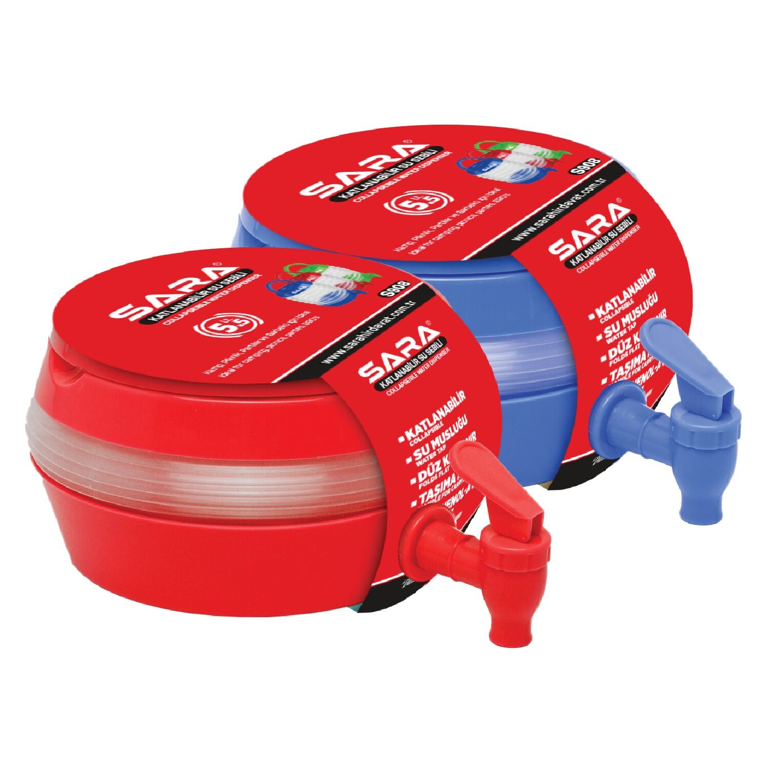 Sara Katlanabilir Körüklü Su Sebili Su Termosu 5.5 Lt