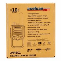 Aselsan A446C1 Lisanssız Tekli El Telsizi 16 Kanal 10 Km Siyah