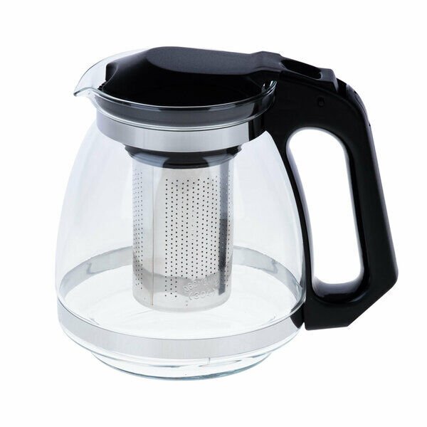 Yakut Cam Demlik  1250ml Çelik Süzgeçli Siyah