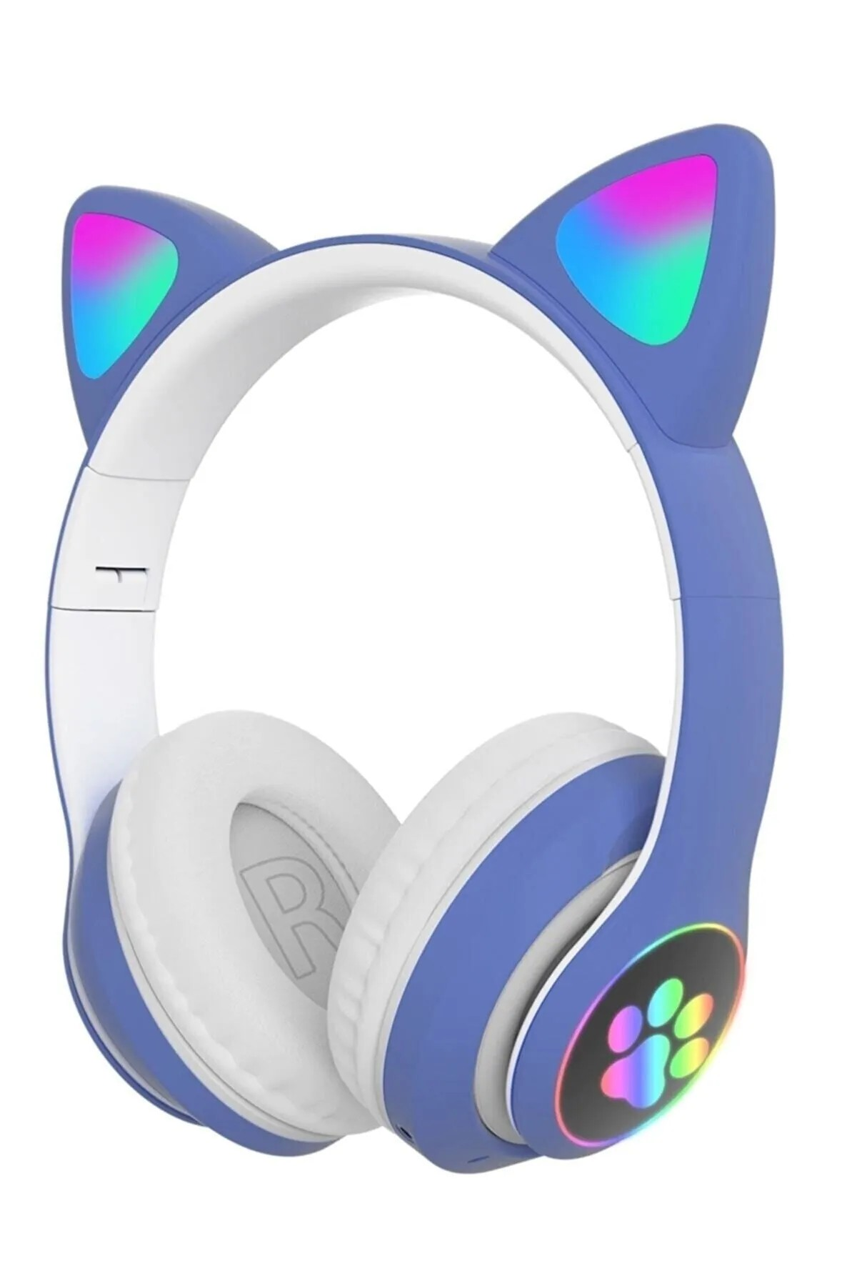 Dempower Dp-349 Kedi Kulağı Detaylı Kablosuz Rengarenk Işıklı Bluetootlu Kulaklık Fm Radio Mavi