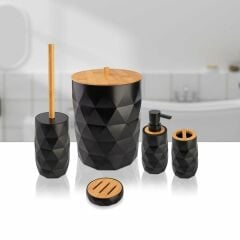 İndecor Banyo Takımı 5 Parça Bambu Kapak Mia