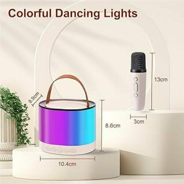 Power Style Speaker Hoparlör Karaoke Mikrofonlu Bluetooth 5 W Krem