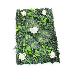 Gonca Yapay Çiçek Duvar Kaplama Panel 40 X 60 Cm Beyaz