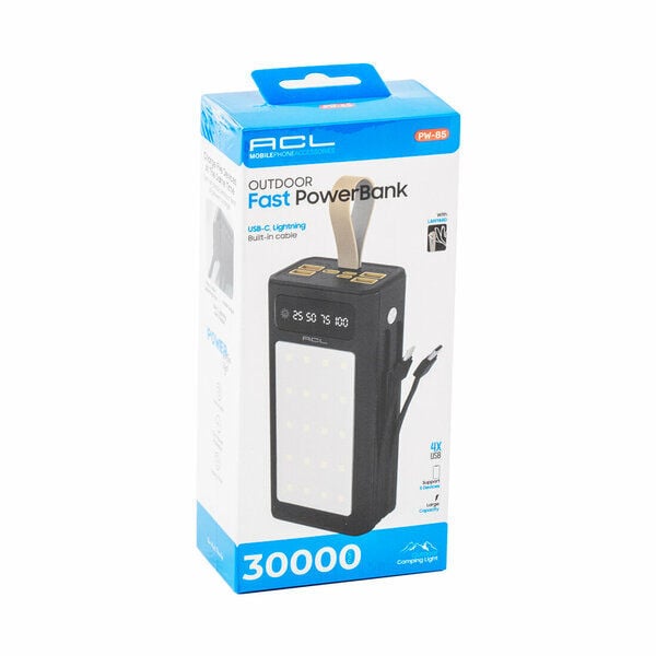 Acl Pw-85 Powerbank 30000 Mah Lcd Gösterge 4 X USB Dahili Lightning Type-C Mikro