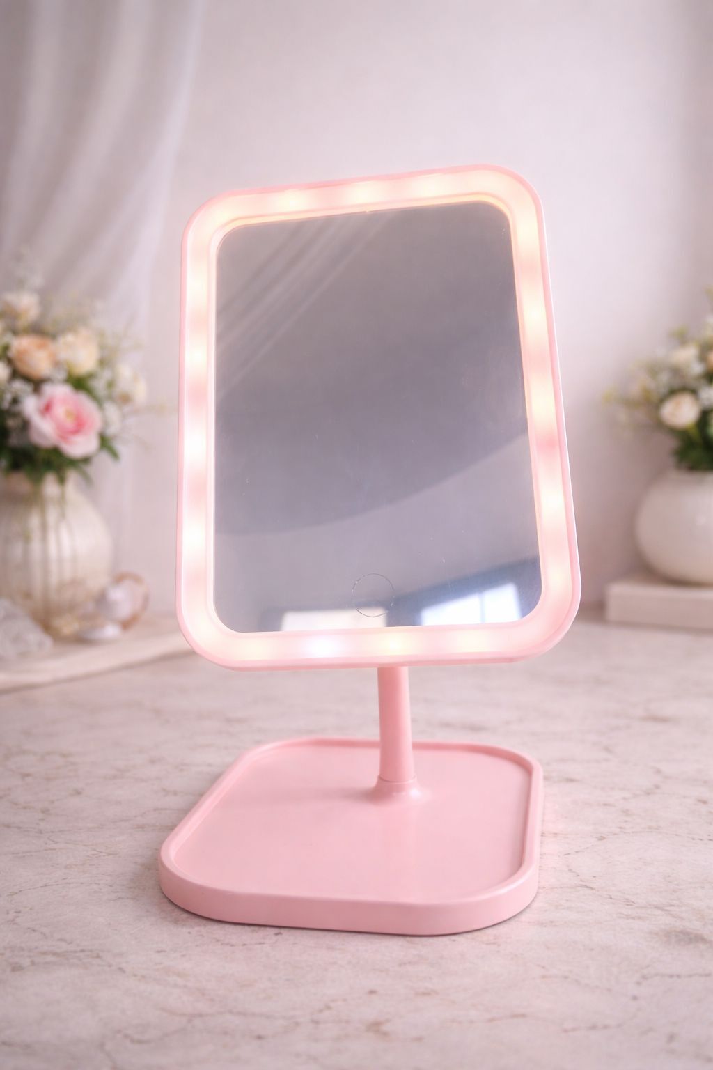 Krd Home Ayna Butterfly Ledli Dikdörtgen Pembe