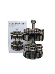 Yakut Baharatlık Cam Metal 12 Parça Dönebilen Tutmalı Kutulu