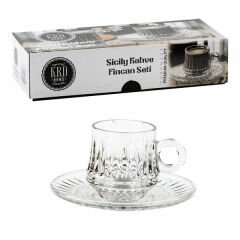 Krd Home Fincan Takımı Kahve 12 Parça Sicily Şeffaf
