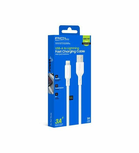 Acl Şarj Kablo Usb Lightning İos 3 A 1 Mt Beyaz