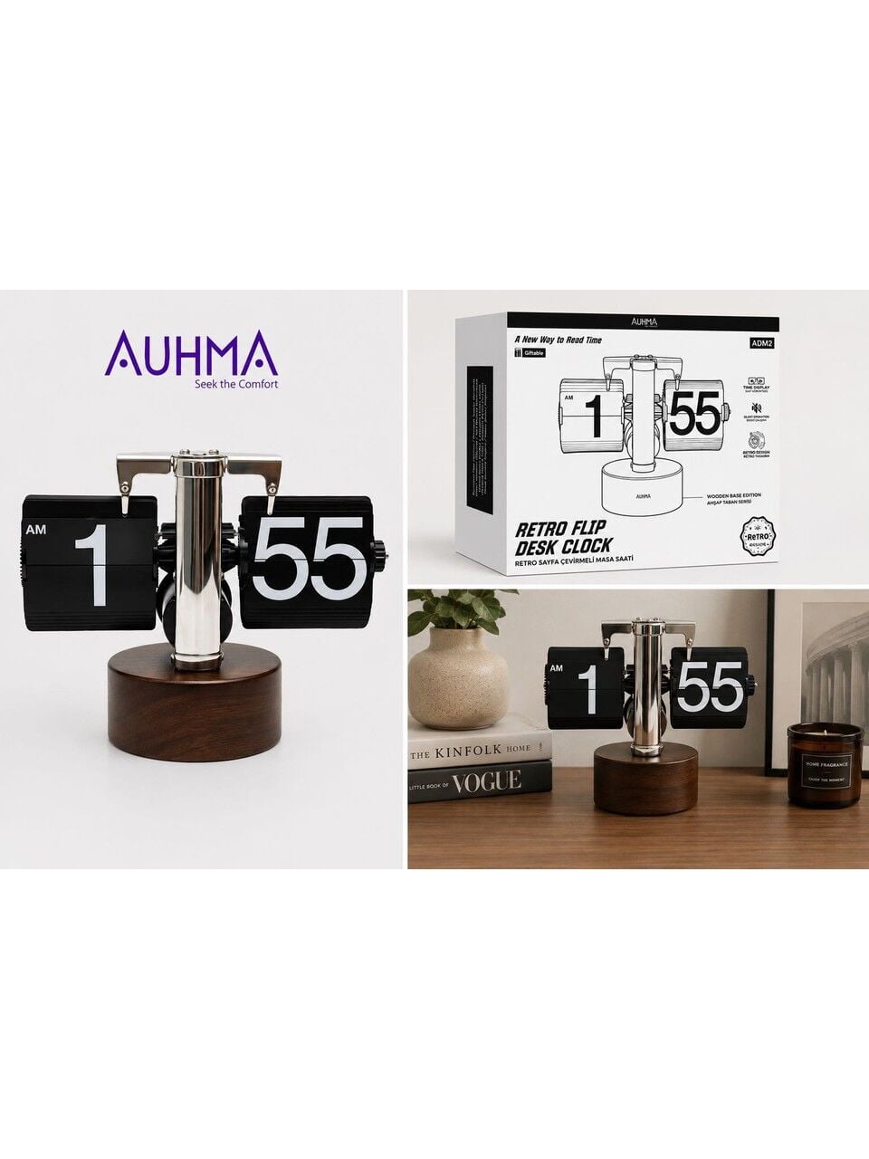 Auhma Adm2 Retro Flip Zamanlayıcılı Dekoratif Masa Saati