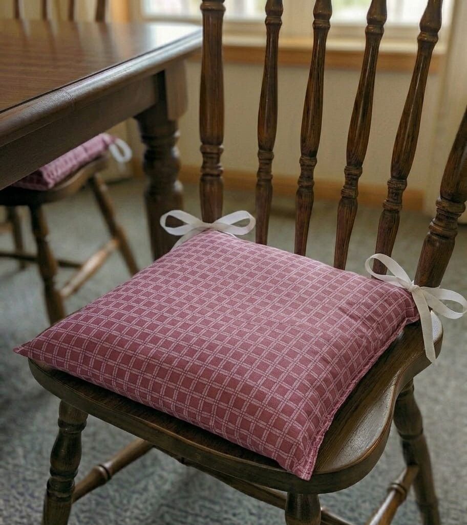 Sandalye Minderi Kare Desen Bordo