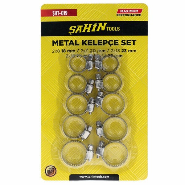 Şahin Tools Hortum Kelepçe Seti Metal 10'Lu Kartelalı