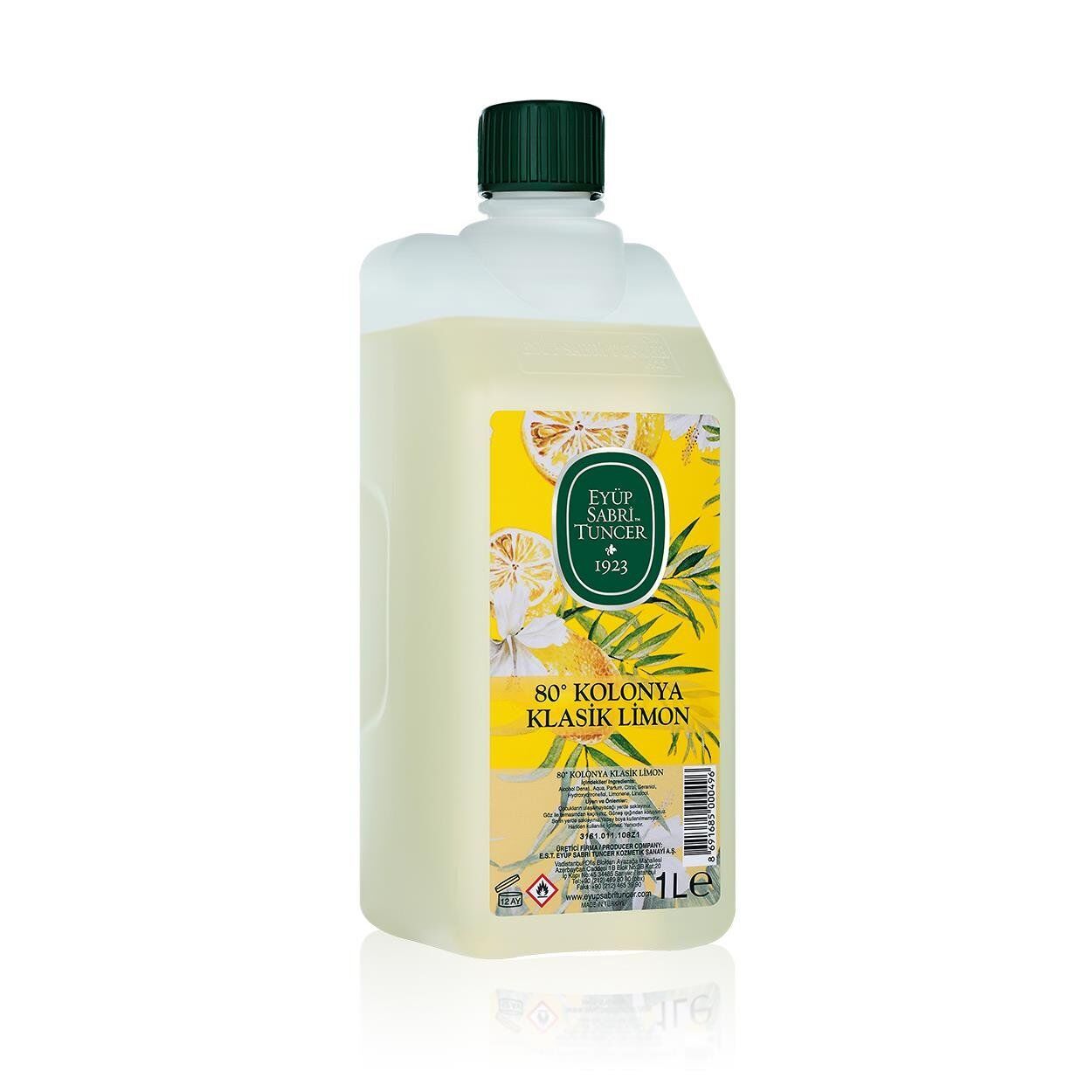 Eyüp Sabri Tuncer Klasik Limon Kolonyası 1 Lt Bidon Koruma Kilitli Kapak