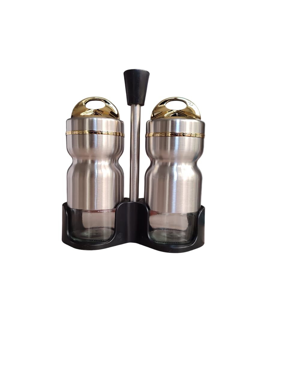 Yakut Baharatlık Set Standlı Metal 2 Li Gümüş